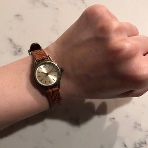 Tan Flower Band Watch